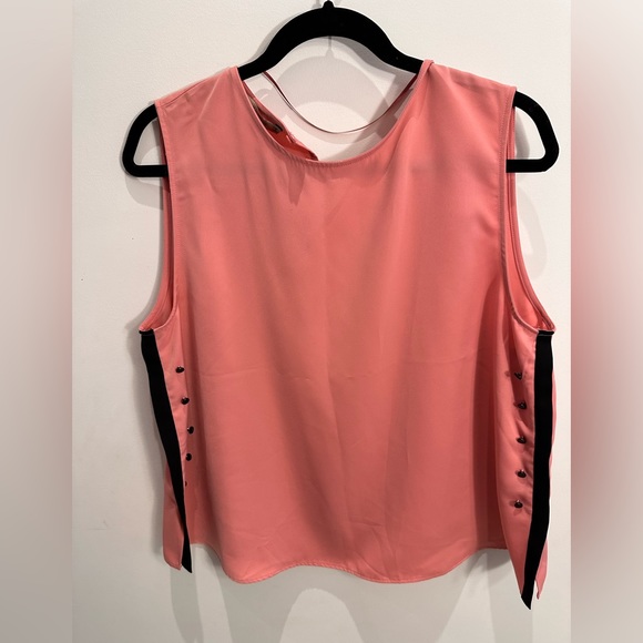 Zara Pink Sleeveless top with black tuxedo buttons sz XL - Picture 3 of 5